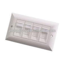 4 rj45 cat5e cat6e socket wall face plate,4xRJ45 unshielded Cat5e angled faceplate